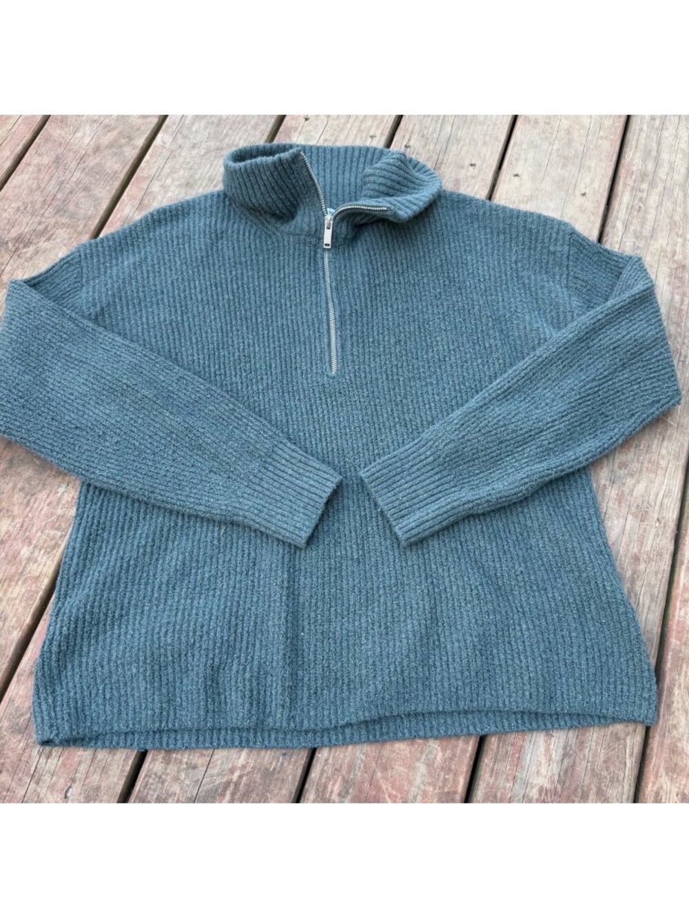Old Navy Blue Ribbed Half-Zip Sweater
